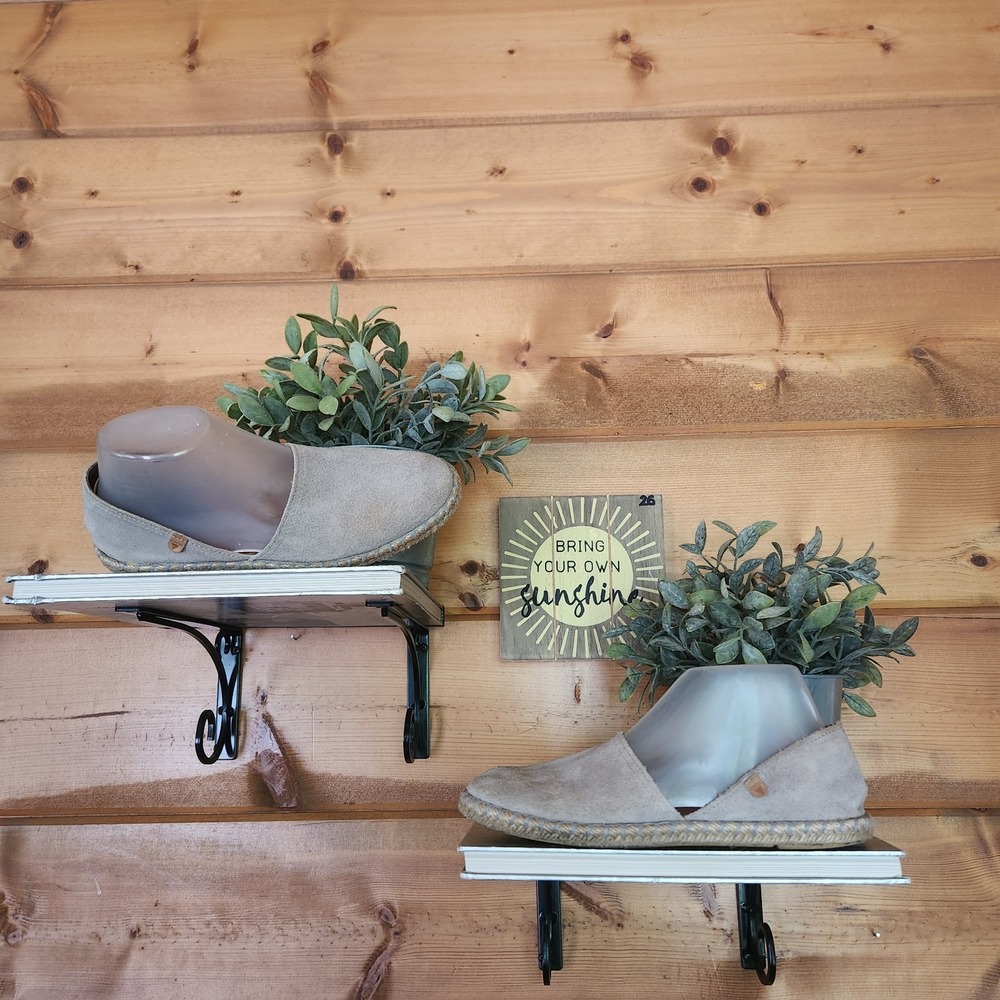 Verbenas Gray Suede Leather Classic Espadrilles D'Orsay Split Flats Boho Size 38